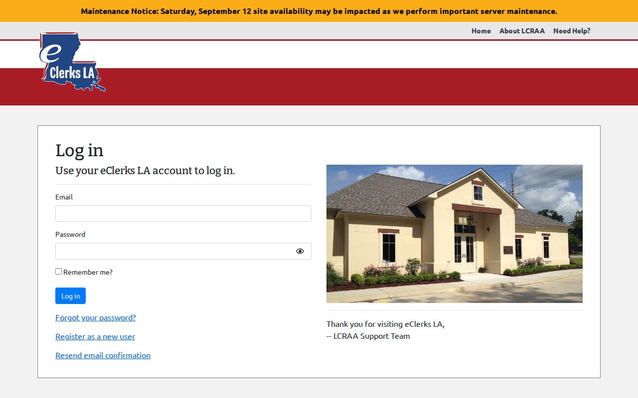 Statewide criminal search login screen for Cameron Parish warrant records