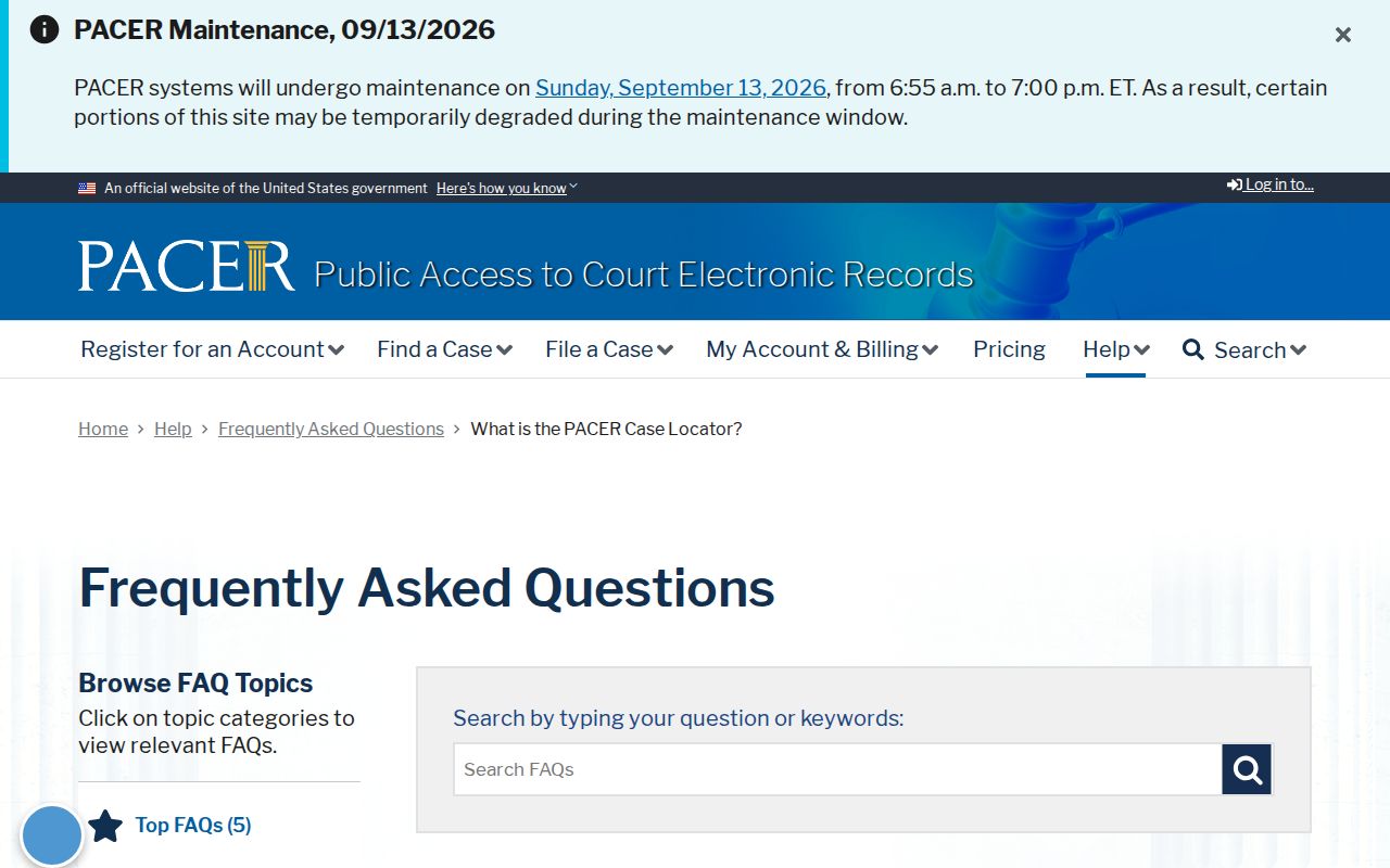 National federal case locator scope for Cameron Parish warrant record checks